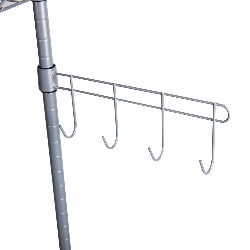 3-Tier Metal Utility Shelf and Microwave Stand with Hooks X92997