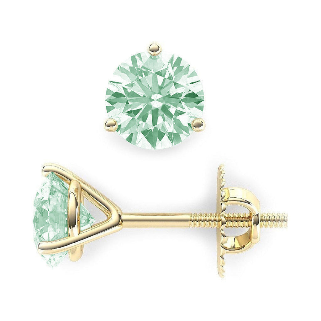 Blue Moissanite 18k Yellow Gold Earrings Screw Back L341905