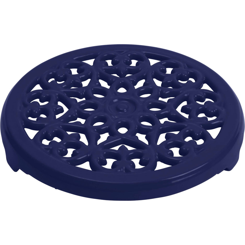 Dark Blue Cast Iron Round Trivet J7662