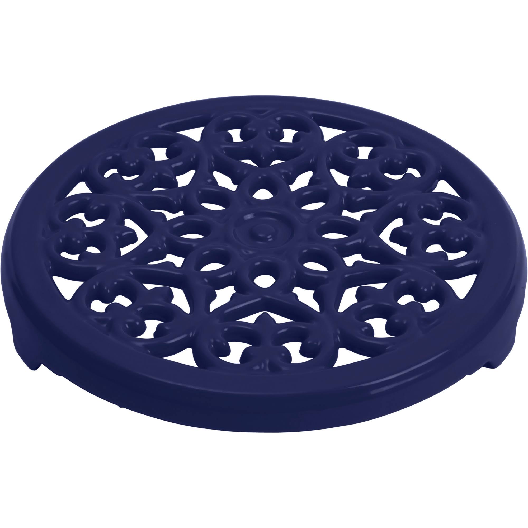 Dark Blue Cast Iron Round Trivet J7662
