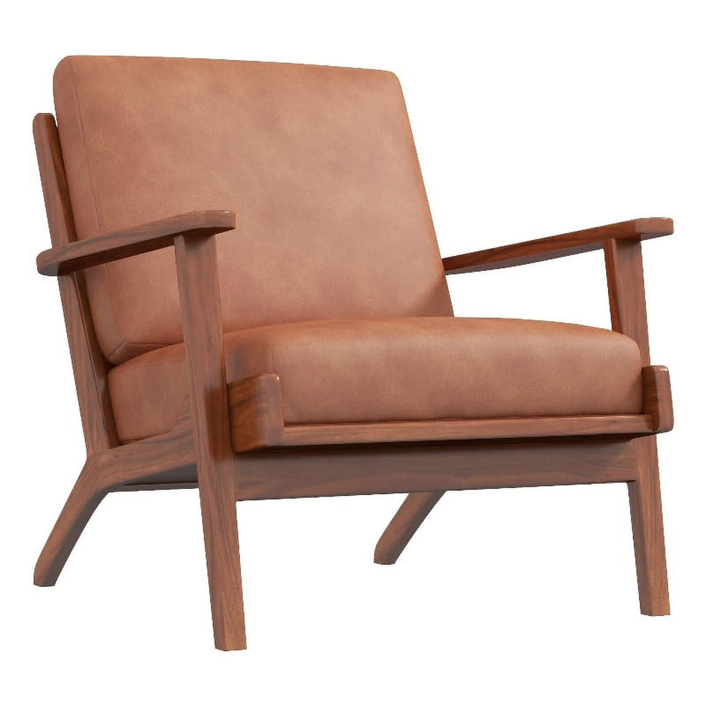 Brown Genuine Leather Accent Chair V9655
