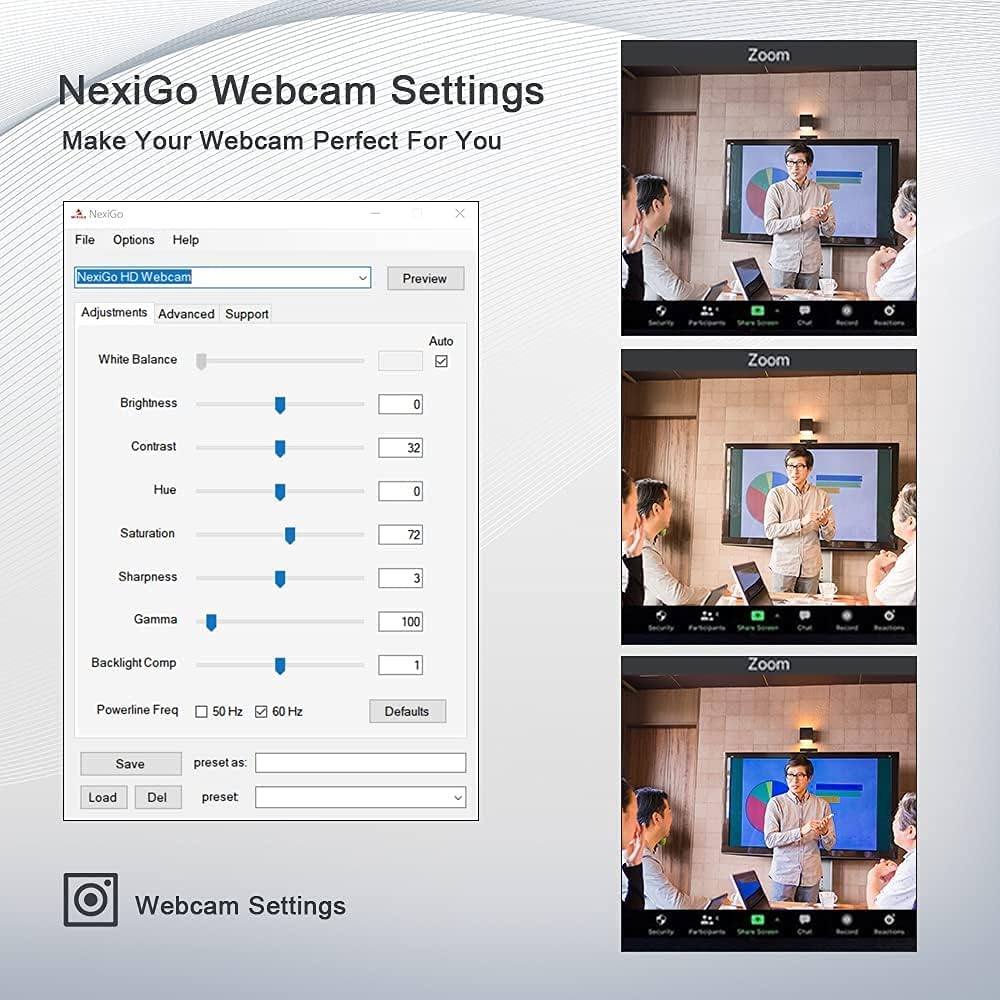 1080P 60FPS Webcam with Light, AutoFocus, Privacy Cover, USB Web Camera, Dual Stereo Microphone U268497