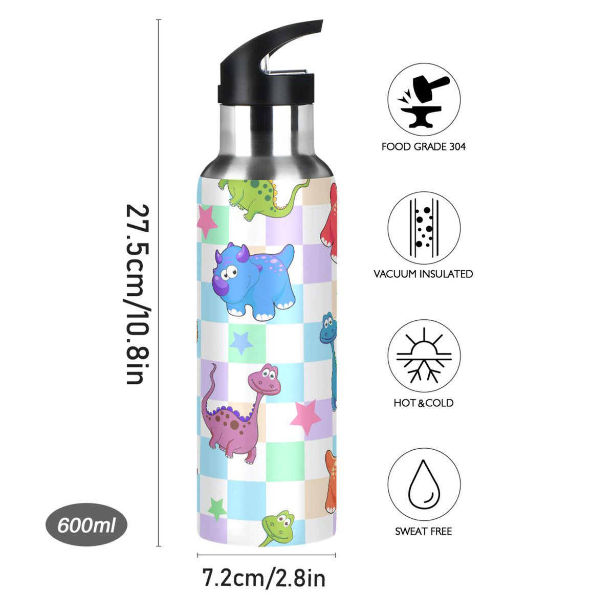 Stainless Steel Water Bottle with Straw Lid Vacuum Insulated 20 OZ A729