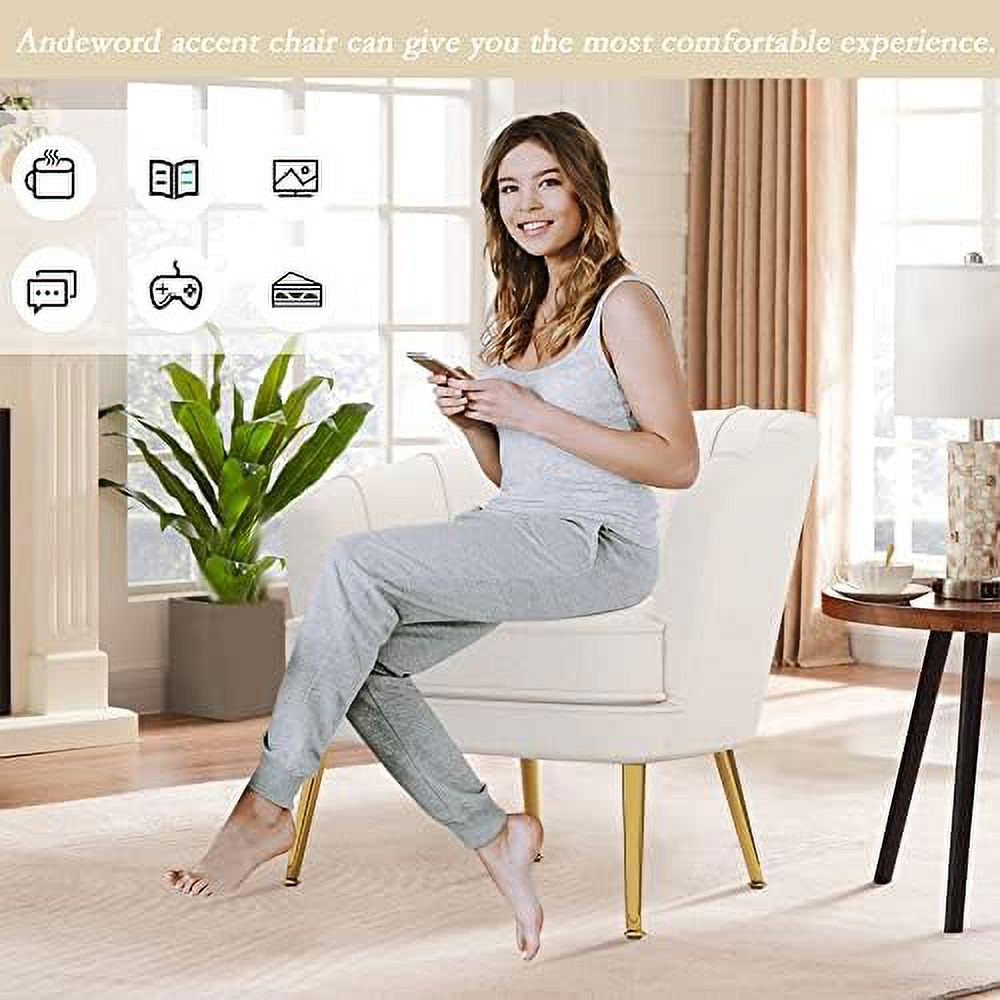 Velvet Accent Chair with Ottoman Golden Metal Legs Z659763