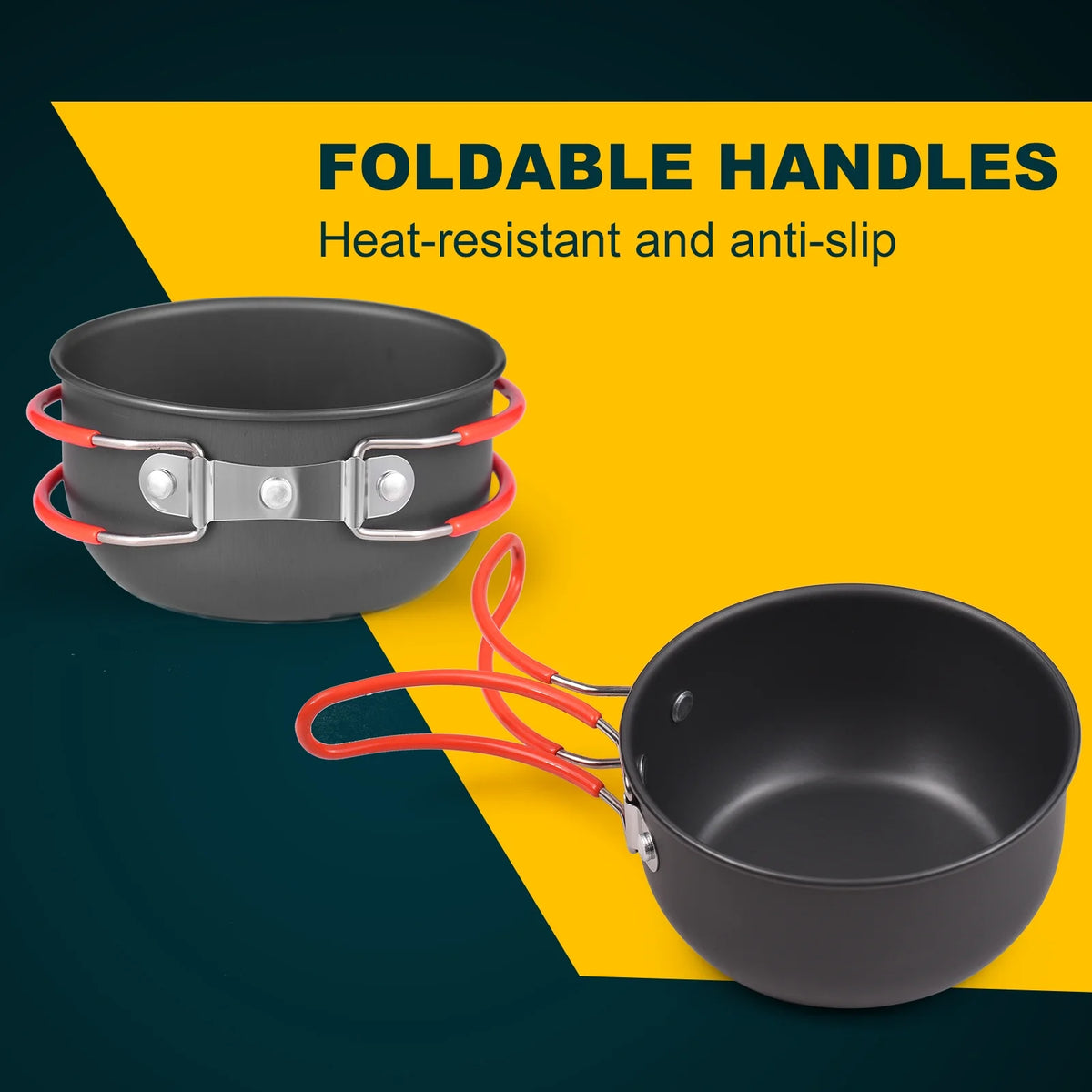Camping Cookware Mess Kit with Non-stick Aluminum Camping Pot X95924