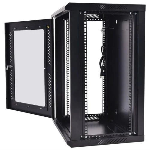 18U Wall Mount Network Server Cabinet Enclosure Rack Glass Door Lock Black A691
