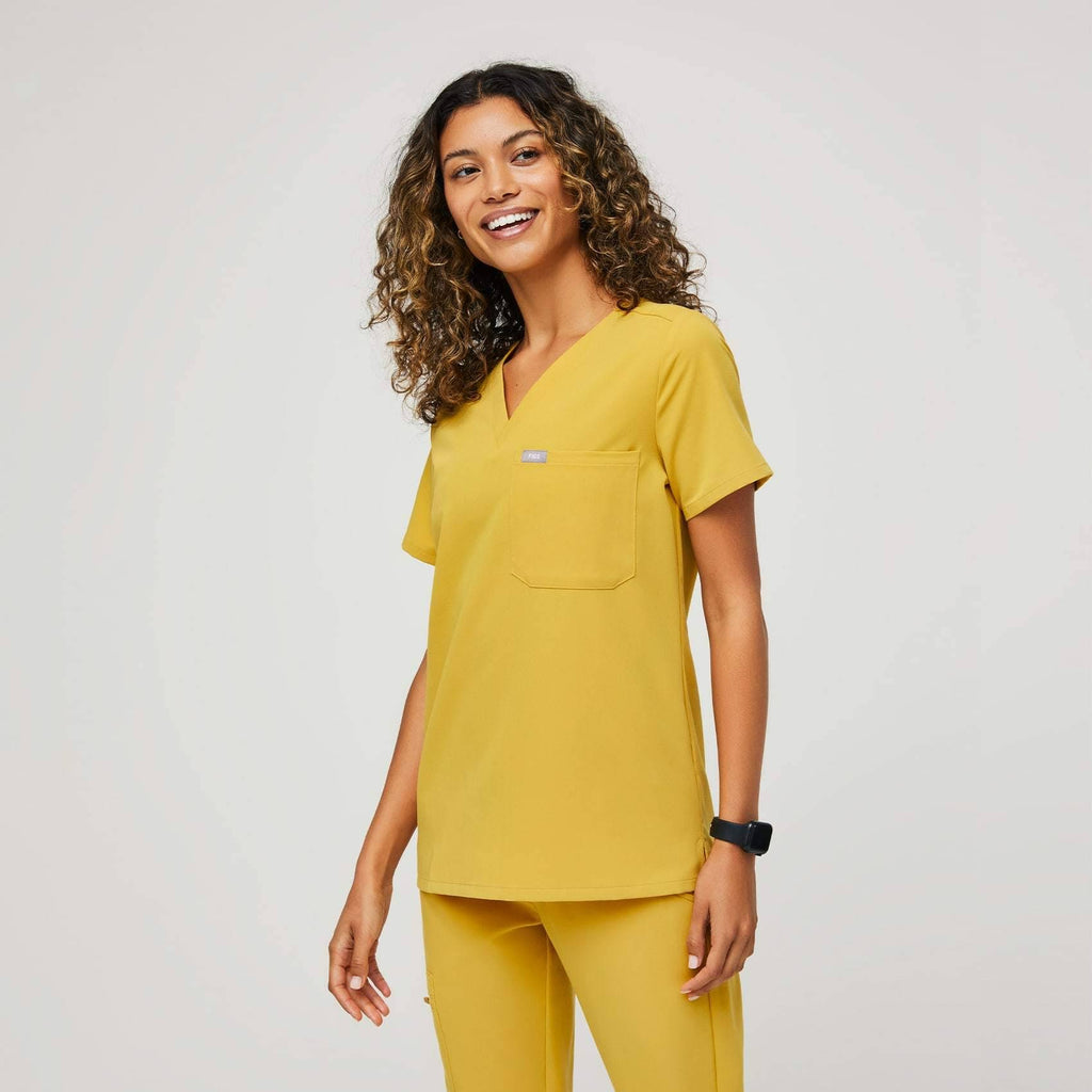 Light Gold One-Pocket Scrub Top D671073