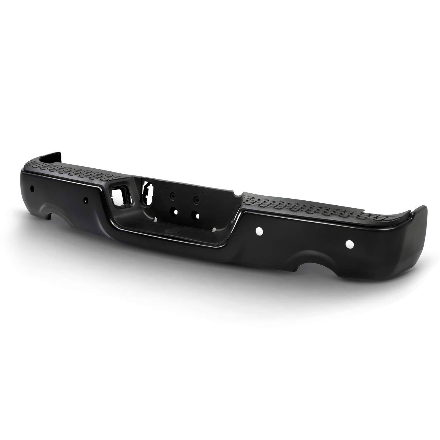 Black Rear Bumper with Step Pad and Sensor Holes T589