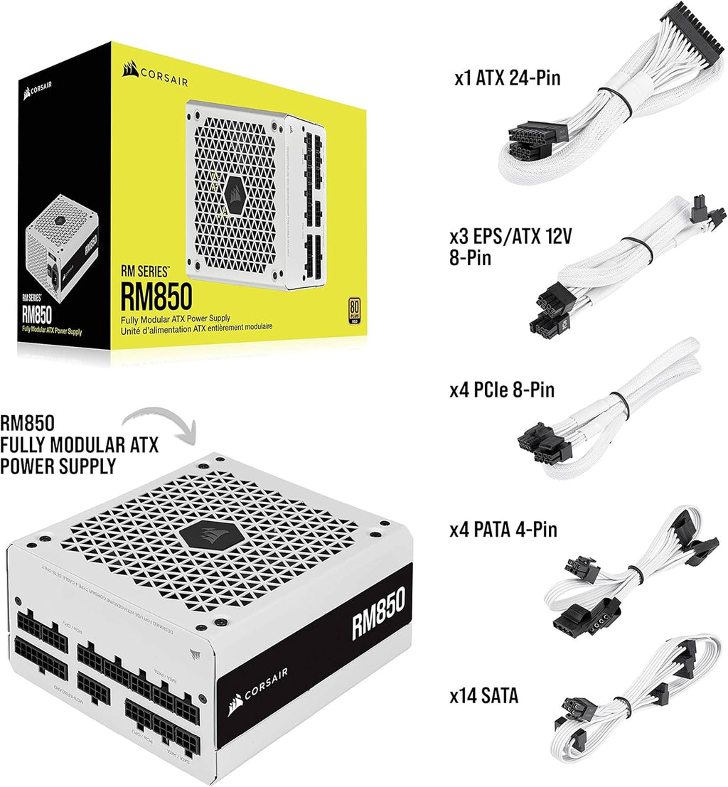 White 850 Watt Fully Modular Power Supply J792