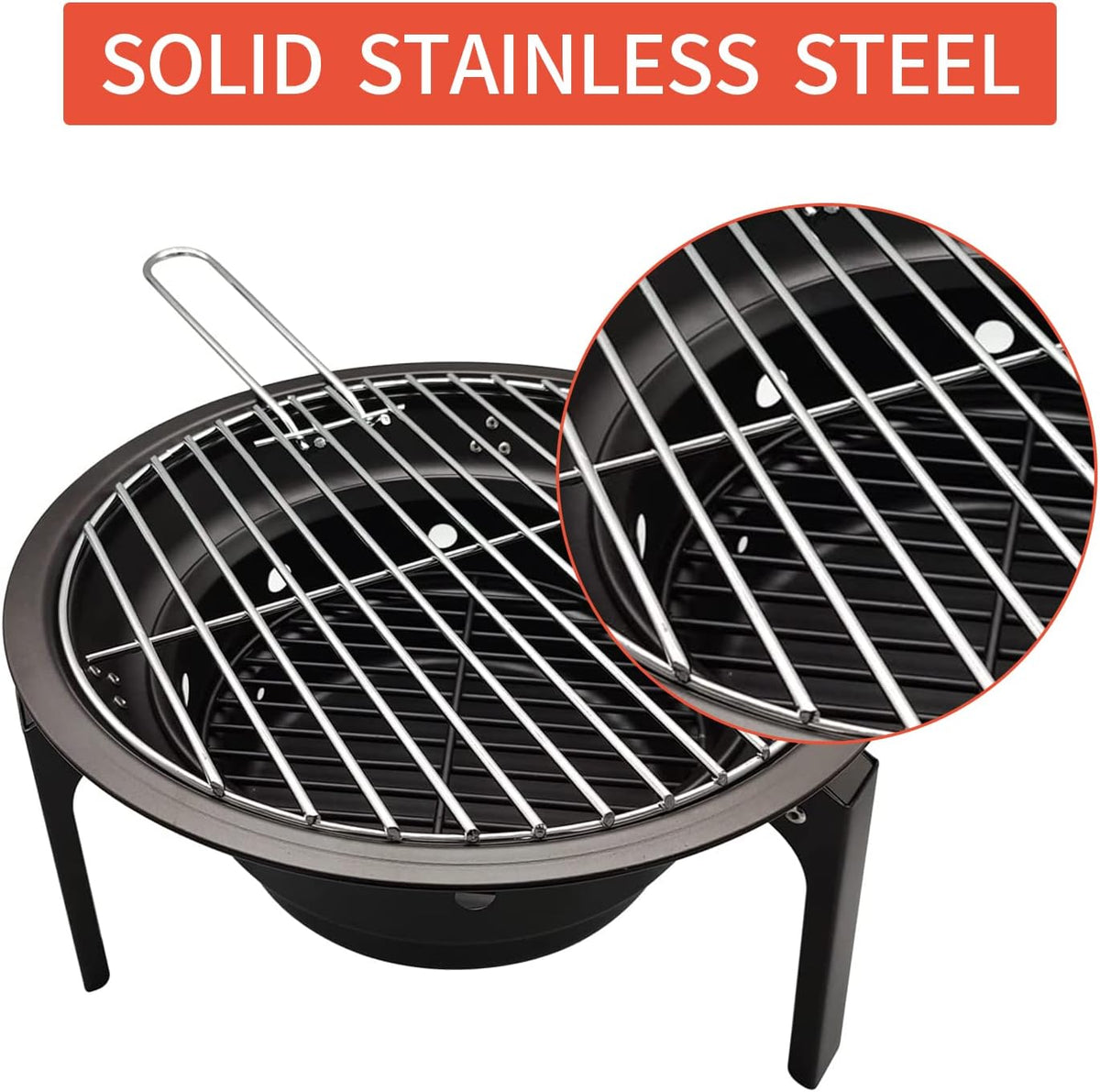 Portable Charcoal Grill with 12.2” Grill Plate Q6152