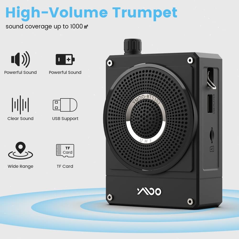 10W 1800mAh Rechargeable Voice Amplifier with UHF Wireless Microphone Headset, Pack of 2 M5712