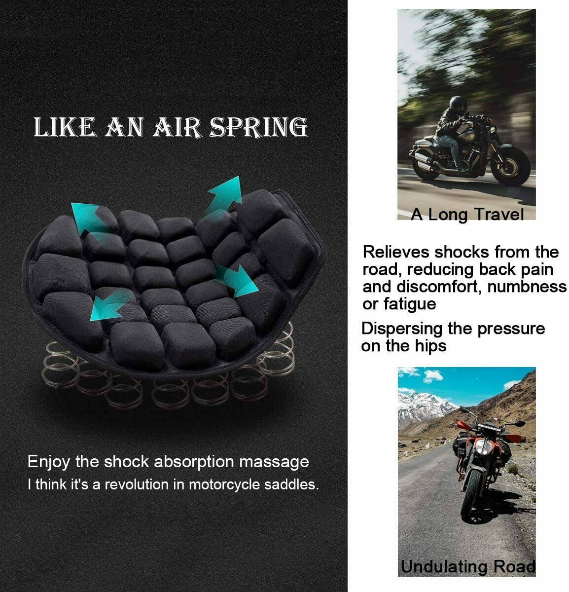 Motorcycle Seat Cushion Pressure Relief Ride Seat Pad K822094