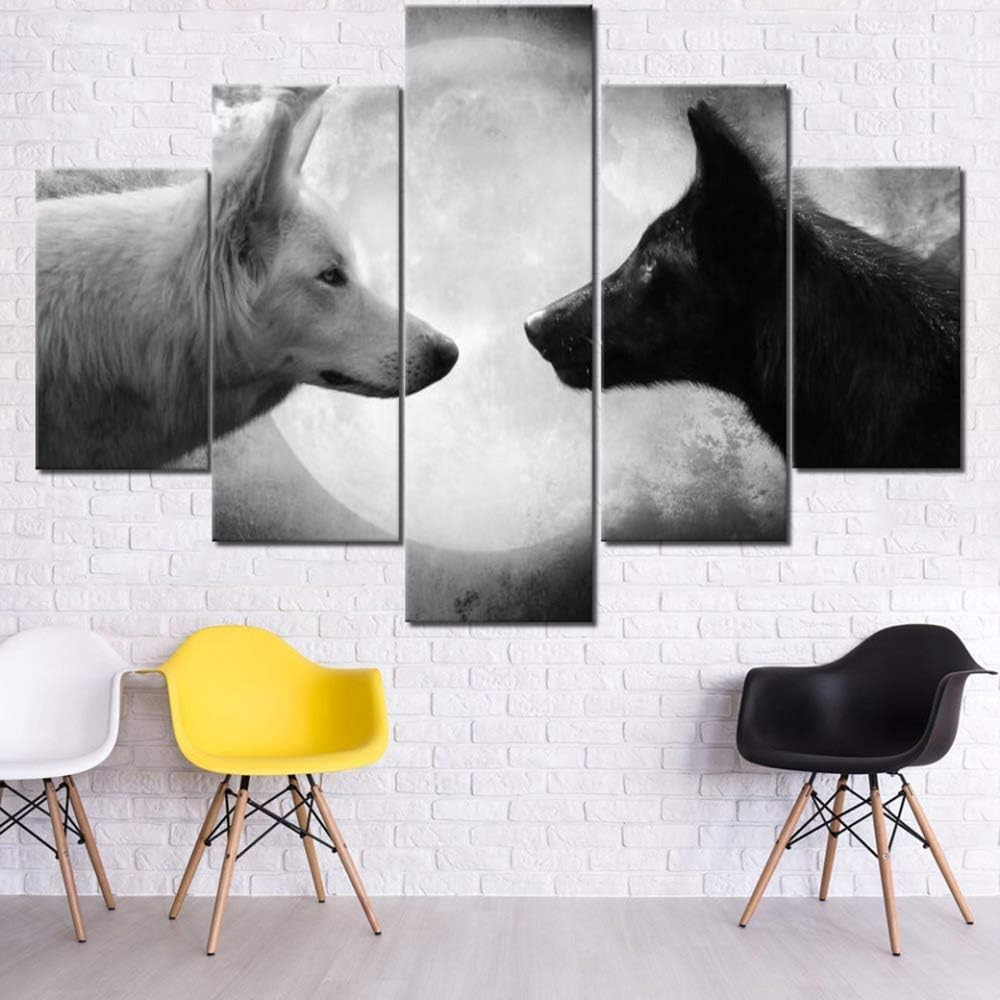 5 Piece Black Canvas Wall Art Safari Artwork Framed Ready to Hang Posters and Prints I423