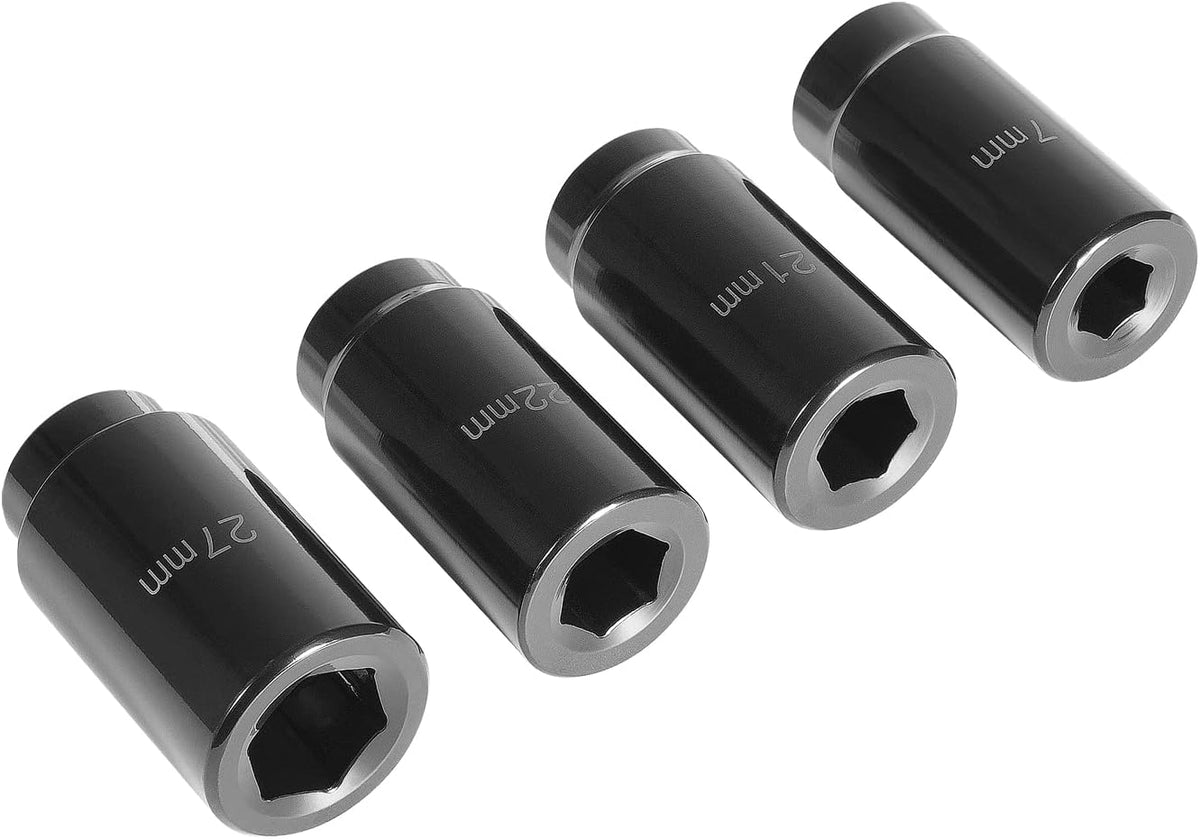 4pcs 1/2 Inch Drive Deep Impact Socket Set 17mm 21mm 22mm 27mm with Storage Case Z5772