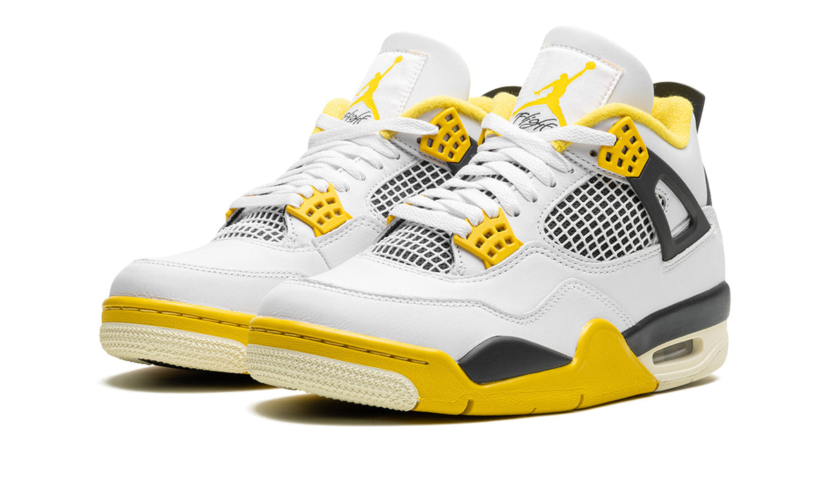 Air Jordan 4 Retro Sneakers - White and Yellow with Black Accents