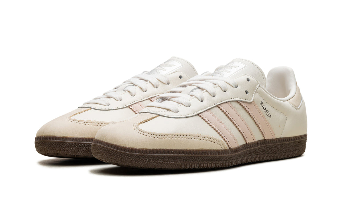adidas Samba OG Sneakers - Cream and Pale Pink with Dark Brown Gum Sole